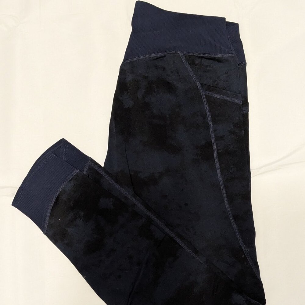 Blue Tie Dye Print Leggings, XL